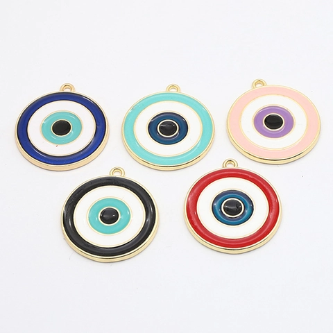 Vintage Alloy Evil Eye Enamel Pendants For DIY Jewelry Making Colorful Round Heart Turkish Nazar Charms Accessory