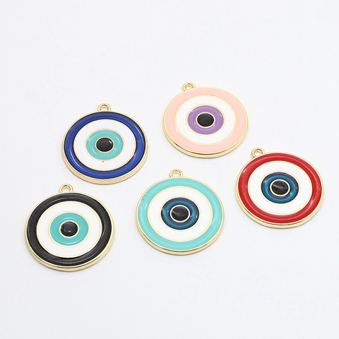 Vintage Alloy Evil Eye Enamel Pendants For DIY Jewelry Making Colorful Round Heart Turkish Nazar Charms Accessory