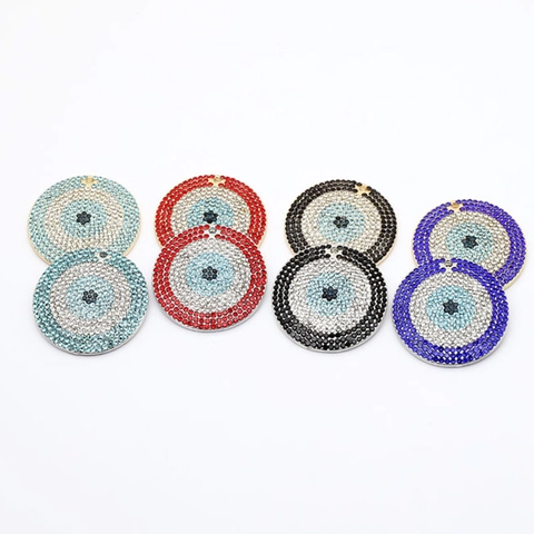 Colgante de Aleación con Diamantes de Imitación Ojo Turco Redondo DIY Charms de Esmalte para Fabricación de Collares Pendientes
