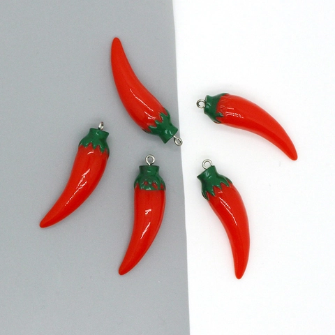 Simulation Red Chili Pepper Resin Charms For DIY Jewelry Making Mini Vegetable Pendants For Earrings Necklace Keychain