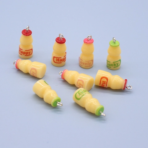 Simulation Drink Bottle Resin Pendants For DIY Earrings Keychain Jewelry Making Mini Lovely Lucky Patterned Charms Accessory