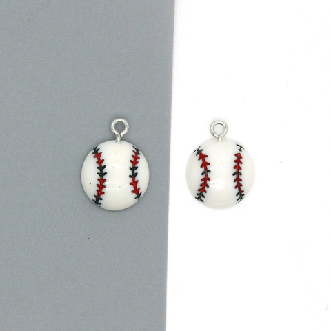 Cartoon Sports Style Resin Ball Charms For DIY Jewelry Making Keychain Necklace Football Basketball Baseball Pendants