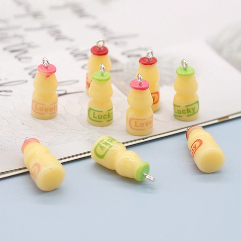 Simulation Drink Bottle Resin Pendants For DIY Earrings Keychain Jewelry Making Mini Lovely Lucky Patterned Charms Accessory