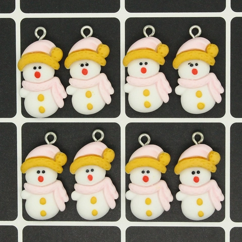 Ciondolo in Resina a Forma di Pupazzo di Neve Con Cappello Natalizio Ciondoli DIY per Orecchini Collane Portachiavi Accessori per Gioielli
