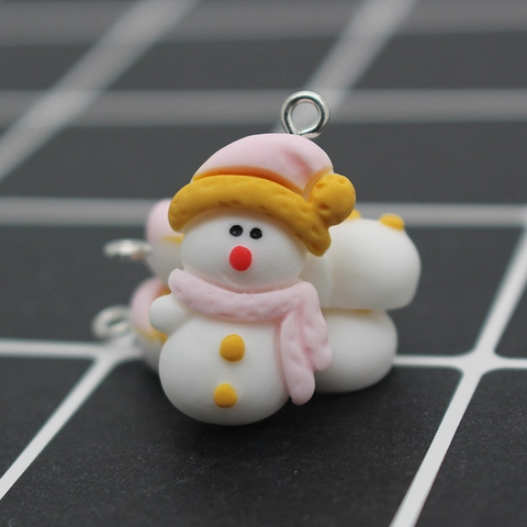 Ciondolo in Resina a Forma di Pupazzo di Neve Con Cappello Natalizio Ciondoli DIY per Orecchini Collane Portachiavi Accessori per Gioielli