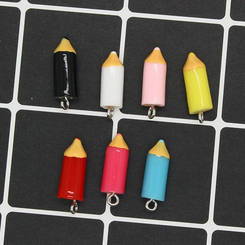 Mini Cartoon Crayon Resin Charm Pendants Simulation Pencil Shape Resin Alloy Accessories For DIY Jewelry Necklace Earrings