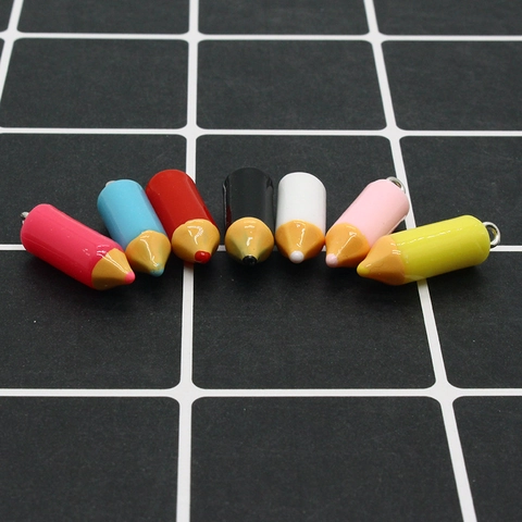 Mini Cartoon Crayon Resin Charm Pendants Simulation Pencil Shape Resin Alloy Accessories For DIY Jewelry Necklace Earrings