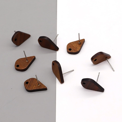 Geometric Water Drop Wood Earring Post DIY Jewelry Findings Natural Wood Texture Earring Stud Components For Women