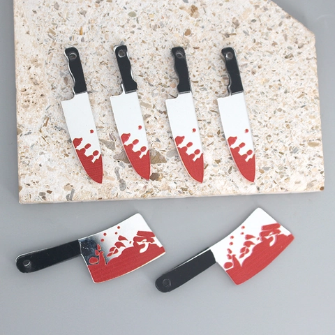 Halloween Blutige Messer Anhänger Kunststoff Harz Tropfkleber Simulation Werkzeug Charms Für DIY Ohrring Schlüsselanhänger Schmuckherstellung