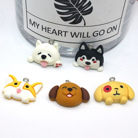 Mignons Pendentifs en Résine de Tête de Chiot Animal pour Accessoires de Bijoux DIY pour Boucles d'Oreilles Collier Porte-clés