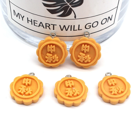 Mid-Autumn Festival Mooncake Resin Pendants DIY Handmade Food Earring Keychain Accessories Cartoon Jewelry Charms For Women