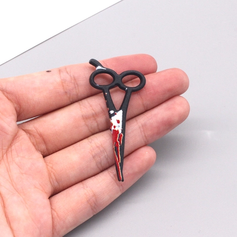Pendentifs en Acrylique Ciseaux Ensanglantés d'Horreur d'Halloween Accessoires de Bijoux DIY pour Boucles d'Oreilles Porte-clés