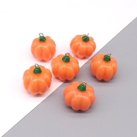 Halloween Pumpkin Pendants DIY Resin Charms For Earrings Necklace Keychain Jewelry Making Supplies Orange Pumpkin Craft Accessories