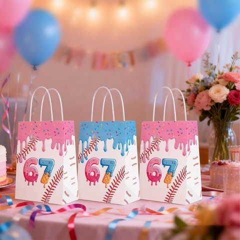 67 Tema Baseball Gelato Ciambella Compleanno Festa Sacchetti Regalo Carta Portatile Dolcetti Sport Ritorno Bomboniere Sacchetti E Adesivi