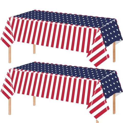Tovaglia Usa E Getta Impermeabile Bandiera USA Stelle E Strisce Copritavolo Patriottico Per Decorazione Festa Giorno Indipendenza