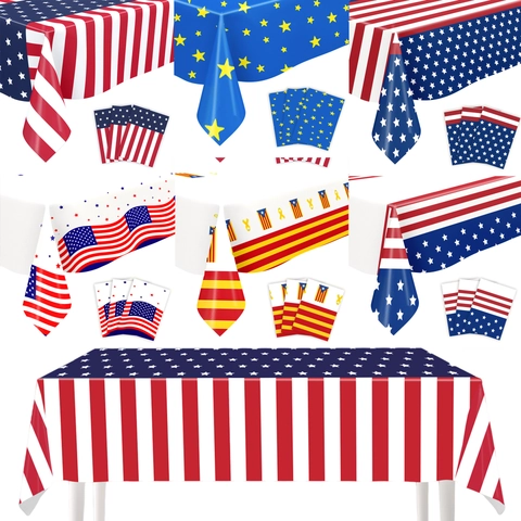 Tovaglia Usa E Getta Impermeabile Bandiera USA Stelle E Strisce Copritavolo Patriottico Per Decorazione Festa Giorno Indipendenza