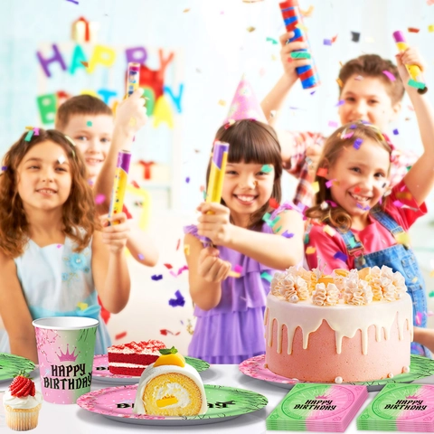 Magisches Hexe Geburtstag Party Zubehör Set Rosa Grün Farbverlauf Einwegteller Tassen Servietten Banner Tischdecke Deko