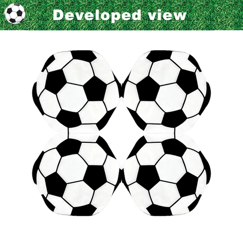 Zwart Wit Voetbal Thema Papieren Servetten Ronde Wegwerpservetten Voor Verjaardag Sportfeest Evenement Tafeldecoratie