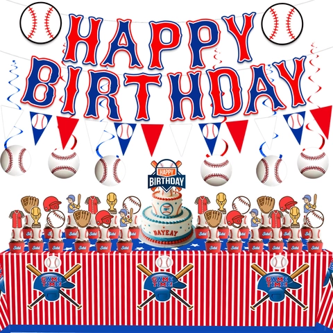 Baseball Thema Partyartikel Einweggeschirr Set Für Geburtstag Sport Event Dekoration Teller Tassen Servietten Banner Tischdecke