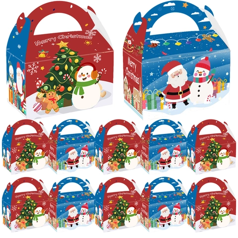Weihnachten Papier Geschenkbox Cartoon Weihnachtsmann Schneemann Bedruckt Handheld Dreieckige Verpackung Party Süßigkeiten Boxen Dekoration