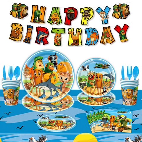 Set di Decorazioni per Feste di Compleanno a Tema Classico dei Monti e dei Mari Stoviglie Usa e Getta Banner Palloncini Piatti Bicchieri