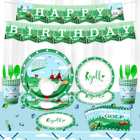 Golf Thema Geburtstag Party Zubehör Einweg Pappteller Tassen Servietten Banner Luftballons Tischdecke Sport Party Deko Für Kinder Herren