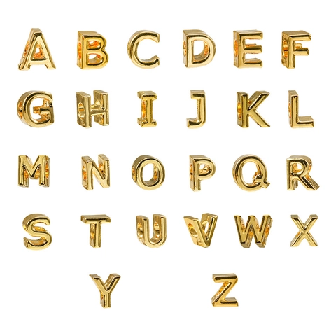 Perline Alfabeto Lettere A-Z in Lega Placcata Oro Pendenti per Creazione Gioielli Fai da Te Bracciale Collana Accessorio Moda