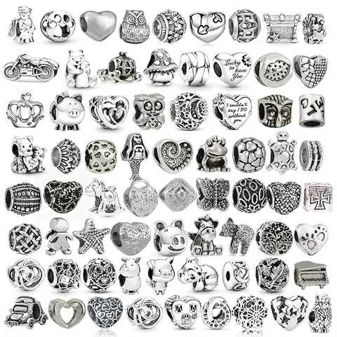 Antik Silber Legierung DIY Charms Für Armband Herstellung Engel Meerjungfrau Herz Tier Muster Hohl Schmuck Zubehör Für Mädchen Kinder