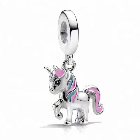 Cute Unicorn Horse Metal Charms Enamel Rhinestone Beads For DIY Bracelet Necklace Jewelry Making Findings Accessories For Women