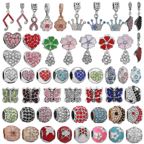DIY Jewelry Charms Zinc Alloy Rhinestone Enamel Butterfly Musical Note Heart Pendants For Bracelet Making Jewelry Findings Women