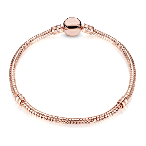 European Style Alloy Snake Chain Bracelet DIY Charms Base Electroplated Barrel Clasp Gold Rose Gold Silver Unisex Jewelry