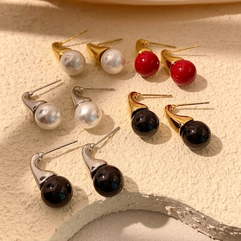 Titanstahl Minimalistische Ohrhänger Für Damen Elegante Mode Künstliche Perle Dangle Ohrringe Retro Luxus Party Schmuck Geschenk