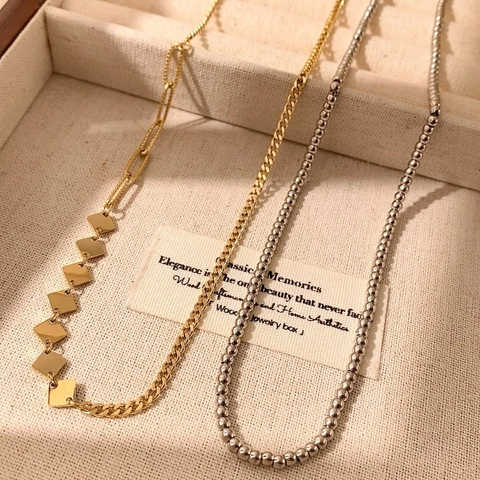 Collana con Pendente Geometrico in Acciaio Inossidabile Oro Argento Oro Rosa Minimalista Gioielli per Donna Moda Quotidiana