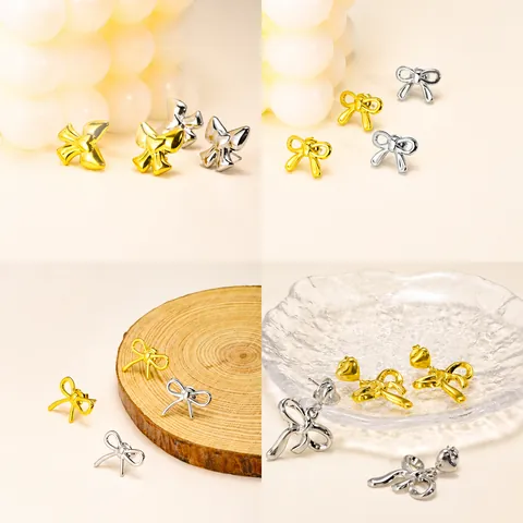 Elegant Stainless Steel Bow Knot Stud Earrings For Women Gold Silver Heart Shaped Butterfly Dangle Fashion Jewelry Party Accessories