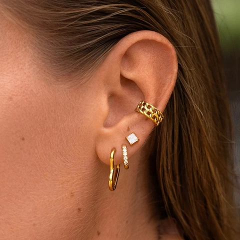 Orecchini a Cerchio in Acciaio Inossidabile Minimalisti Cuore Geometrico Intrecciato Oro Argento Gioielli Donna Regalo