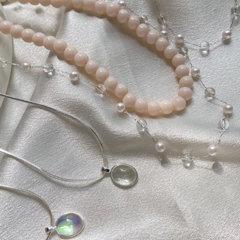 Collana Vintage Francese in Acciaio al Titanio Con Perla Artificiale Strass Ciondolo Tondo Geometrico Choker da Donna Gioielli