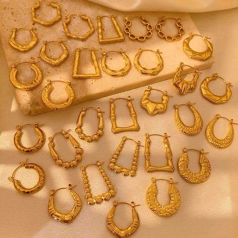 Orecchini a Cerchio Geometrici in Acciaio al Titanio Vintage Lusso Oro Argento Placcato Non Sbiadisce Ipoallergenico Donna Gioielli