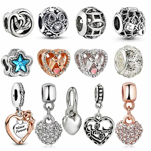 Legierung Strass Hohl Herz Stern Charme Perlen Für DIY Armband Halskette Herstellung Emaille Pave Schmuck Zubehör Damen