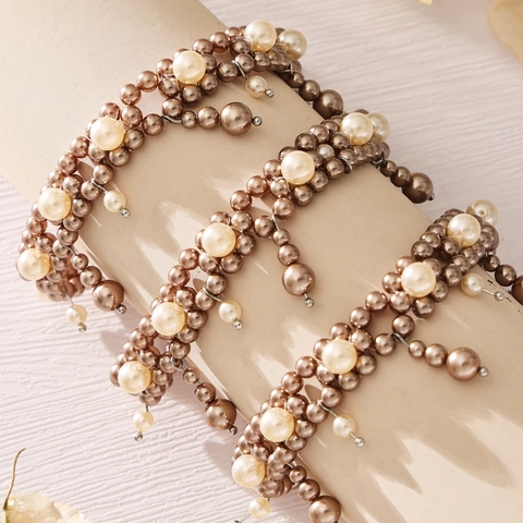 Muschelperle Künstliche Perlenarmband Mit Metallanhängern Edelstahl Verstellbare Kette Quaste Eleganter Schmuck
