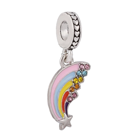 Alloy Rhinestone Enamel DIY Charms For Pstyle Bracelet Necklace Making Women Fashion Jewelry Heart Flower Star Rainbow Pendants