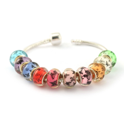 Vintage Vlinderpatroon Hars Kralen Met Groot Gat Kleurrijke Losse Bedeltjes Voor DIY Armband Ketting Sieraden Maken