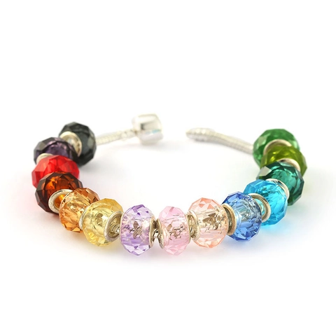 Faceted Lampwork Glass Beads With Core Large Hole Charms For DIY Bracelet Making Women Children Jewelry