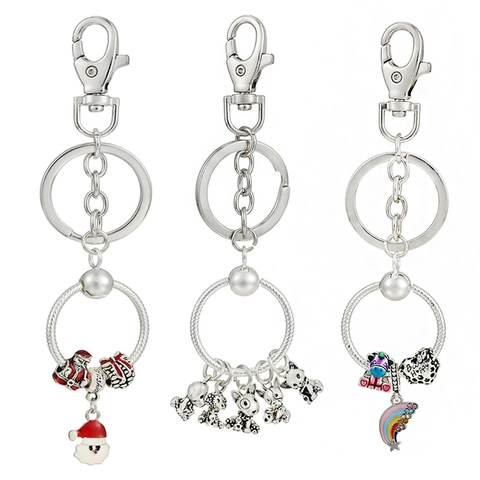 Portachiavi DIY in Lega d'Argento con Catena a Serpente Smaltato e Pendente in Strass Gioielli alla Moda per Decorazione Borsa Donna