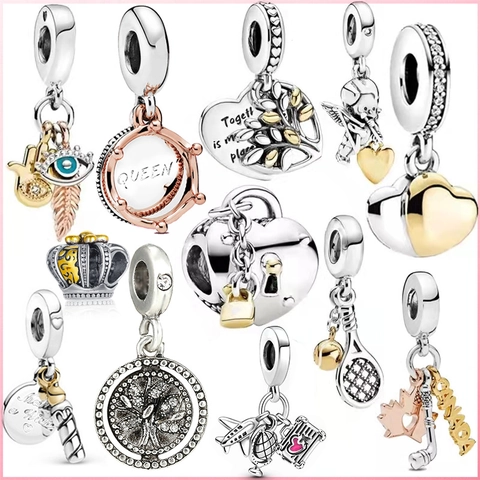 Vintage Alloy Rhinestone DIY Charms Pendants For Bracelets Tree Of Life Heart Crown Dangle Beads Jewelry Making Women Accessories