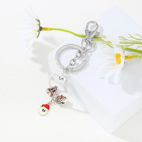 Portachiavi DIY in Lega d'Argento con Catena a Serpente Smaltato e Pendente in Strass Gioielli alla Moda per Decorazione Borsa Donna