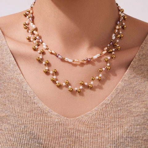 Edelstahl Halskette Und Armband Mit Naturstein Muschelperle Handgefertigt Wasserfest Boho Modeschmuck Für Damen