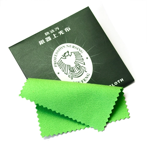 Panno Professionale per Lucidare l'Argento in Cotone Doppia Faccia Anti-Appannamento per la Cura e Manutenzione dei Gioielli Verde