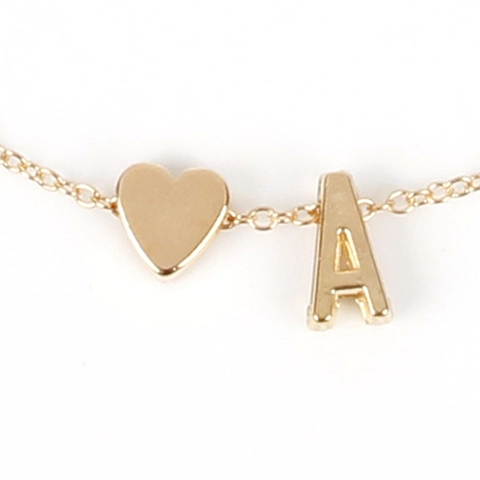 Semplice Collana con Pendente a Cuore e Lettera Iniziale in Lega per Donna Ragazza Placcata Oro Argento Rosa Oro Gioielli Regalo