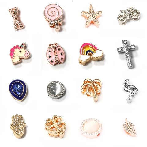 Alloy Rhinestone Drip Oil Charms For Mesh Bracelet Fashion Heart Star Animal Enamel Pendants DIY Jewelry Accessories Women