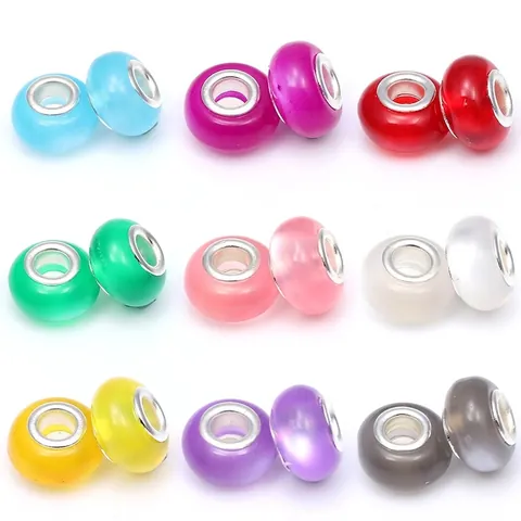Cuentas de Agujero Grande de Aleación Plateada y Plástico para Creación de Joyas DIY Pulseras Collares Mujer Niños Regalo